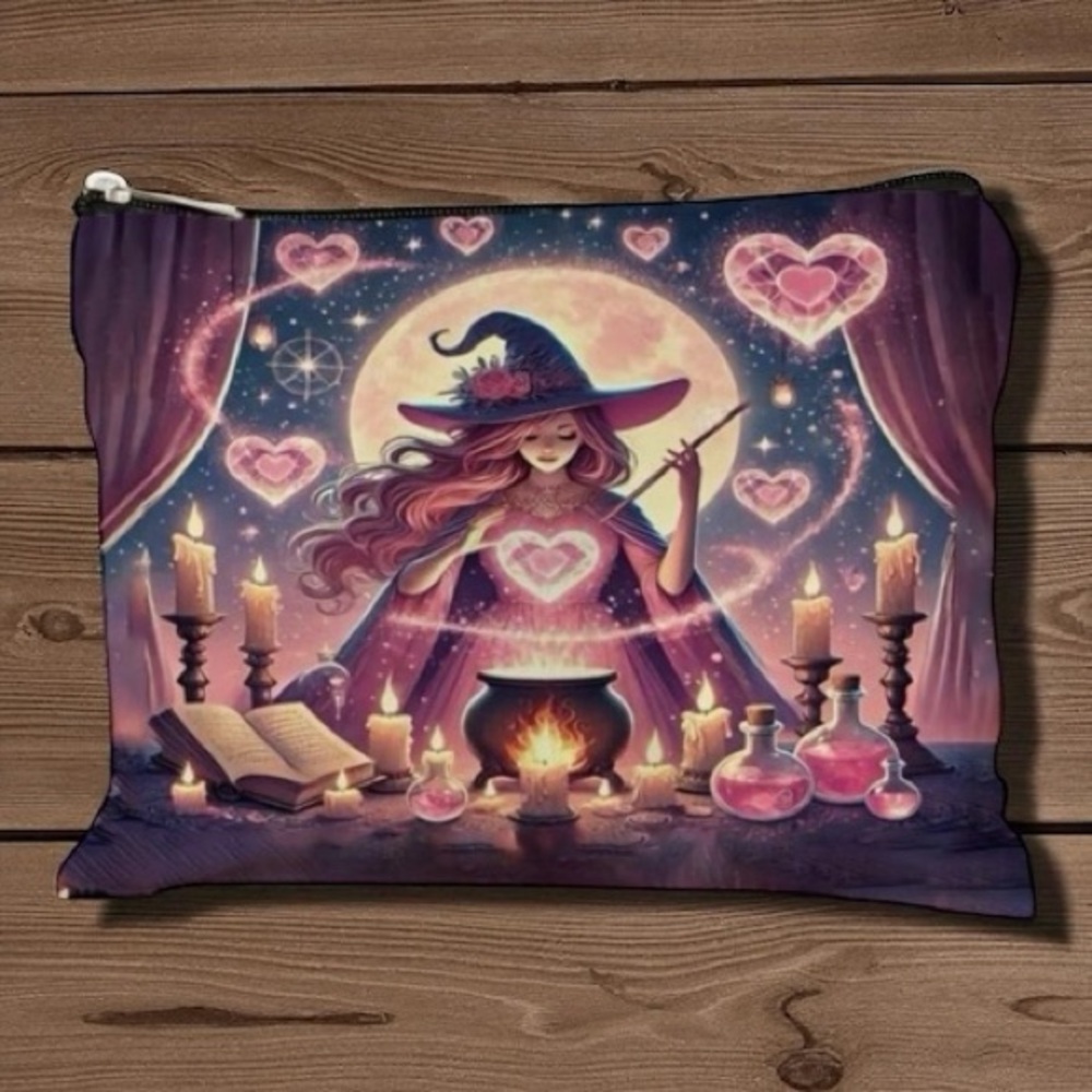 Mystical Witch Cosmetic Bag in Pink and Purple